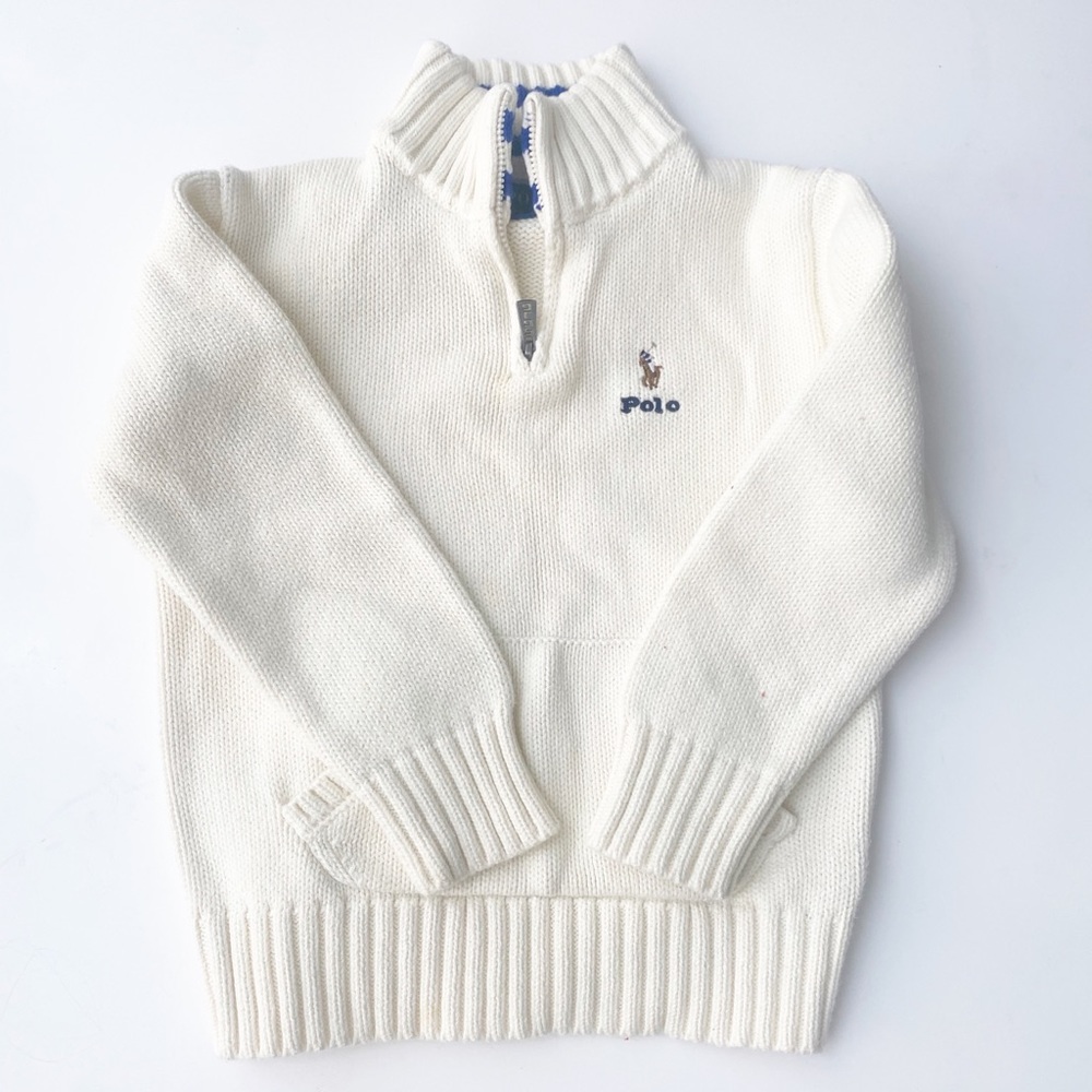 Polo Ralph Lauren Cream Half Zip Sweater, 5 Boy